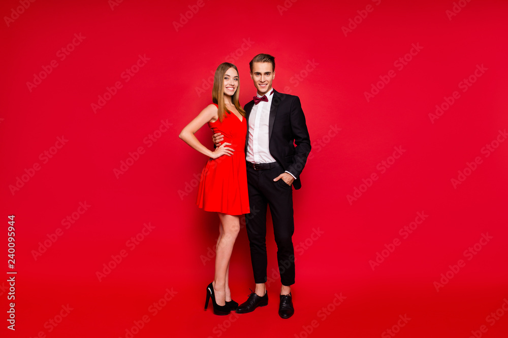 Full length body size portrait of two lovely attractive imposing Full length body size portrait of two lovely attractive imposing