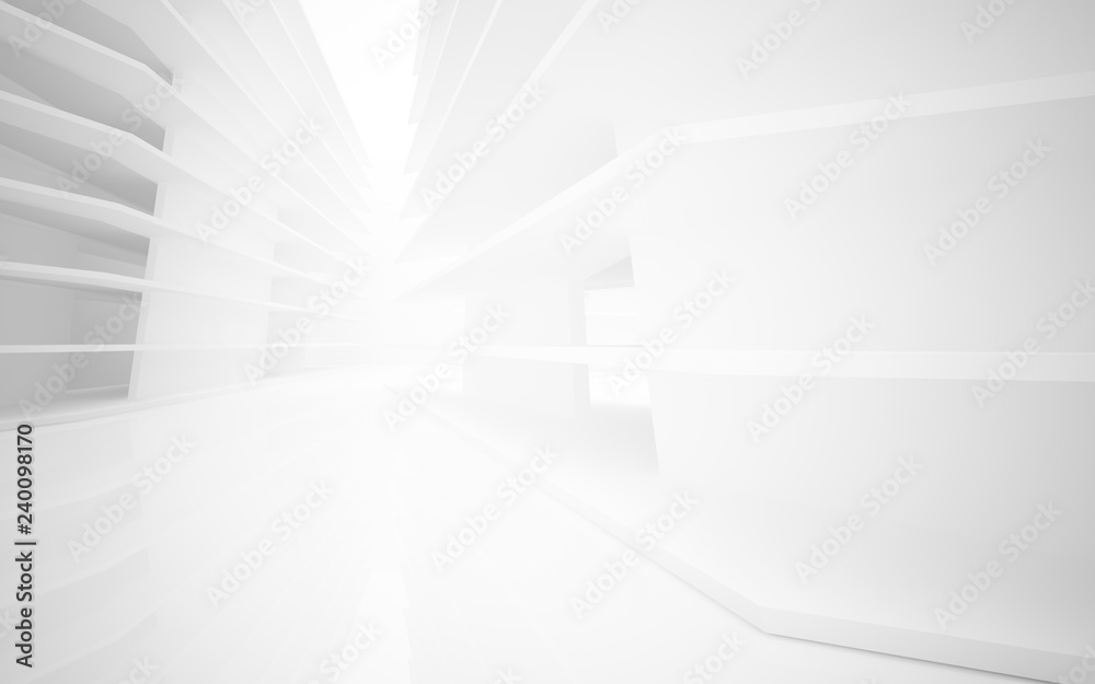 Abstract white interior of the future. 3D illustration and rendering