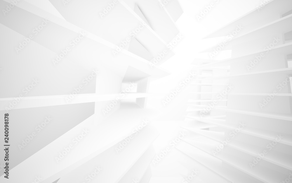 Naklejka premium Abstract white interior of the future. 3D illustration and rendering