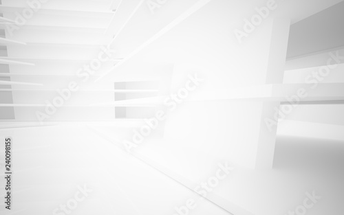 Abstract white interior of the future. 3D illustration and rendering