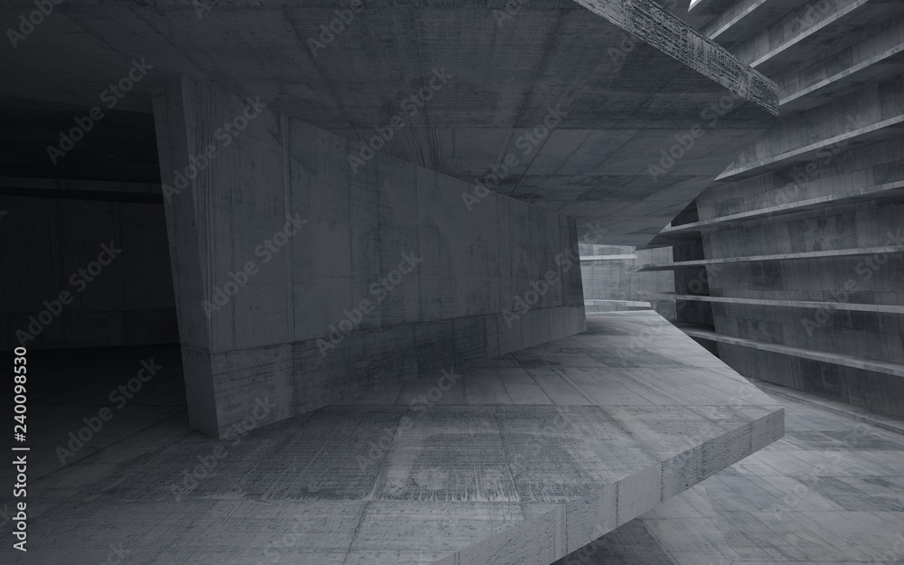 Abstract interior of glass and concrete. Architectural background. 3D illustration and rendering Abstract interior of glass and concrete. Architectural background. 3D illustration and rendering
