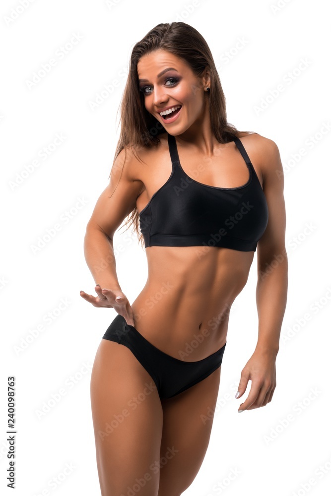 Tanned sexy brunette in sports underwear shot Tanned sexy brunette in sports underwear shot