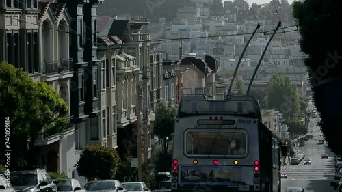 Streets road cars and houses in San Francisco