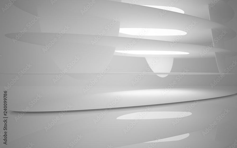 White smooth abstract architectural background. 3D illustration and rendering