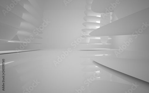 Fototapeta Naklejka Na Ścianę i Meble -  White smooth abstract architectural background. 3D illustration and rendering