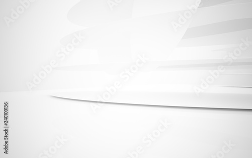 White smooth abstract architectural background. 3D illustration and rendering