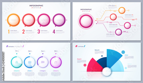 Set of vector 4 options infographic designs, templates for web, 