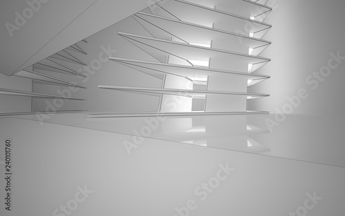 Fototapeta Naklejka Na Ścianę i Meble -  Abstract white interior highlights future. Polygon black drawing. Architectural background. 3D illustration and rendering