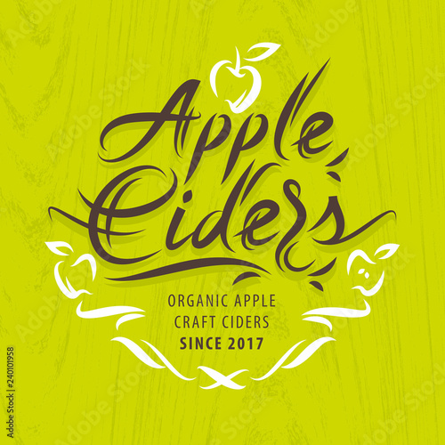 Apple ciders, calligraphic label in traditional style
