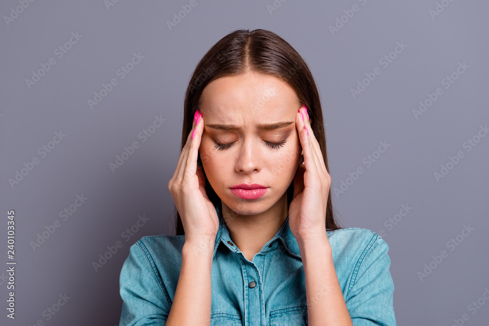 Closeup photo portrait of sad upset nervous attractive confused Closeup photo portrait of sad upset nervous attractive confused