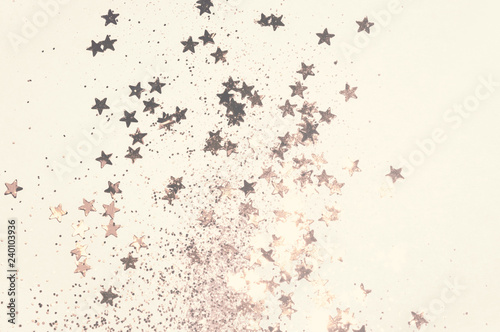 Rose gold glitter and glittering stars in vintage nostalgic colors