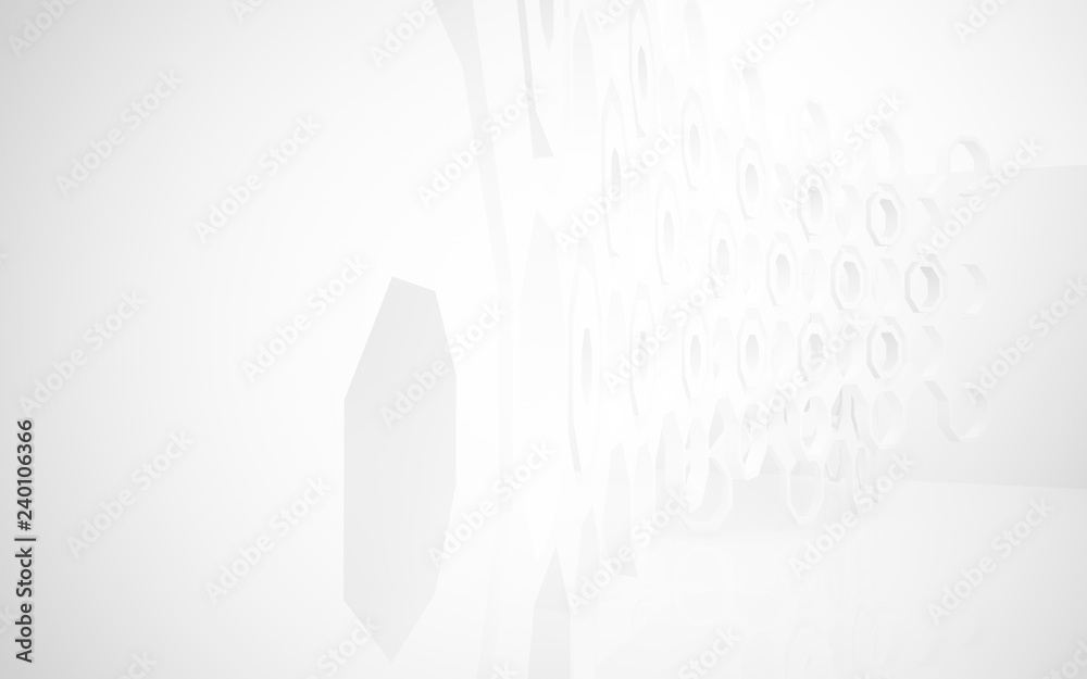 Abstract white interior of the future. 3D illustration and rendering