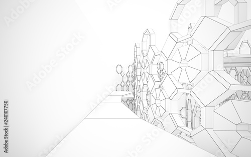 Obraz na płótnie Abstract white interior highlights future. Polygon drawing . Architectural background. 3D illustration and rendering w salonie
