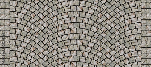 Road curved cobblestone texture 079