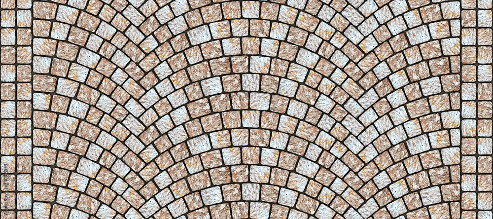 Road curved cobblestone texture 091