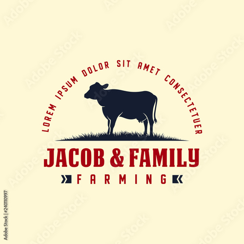 black angus logo design template. cow farm logo design