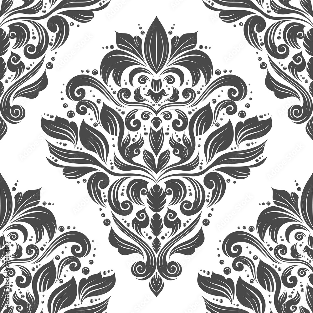 Black and white floral seamless pattern. Vintage vector, paisley elements. Traditional,Turkish, Indian motifs. Great for fabric and textile, wallpaper, packaging or any desired idea.