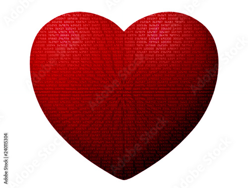 Red hearth isolated on white, future tech concept 