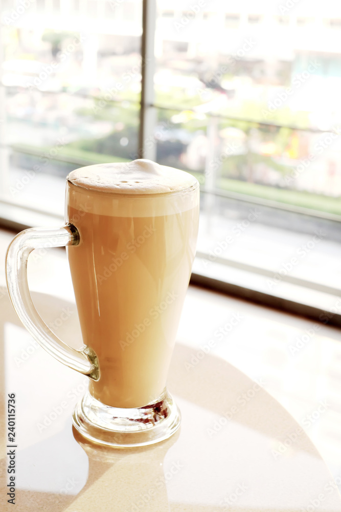 Hot coffee in a tall glass Hot coffee in a tall glass