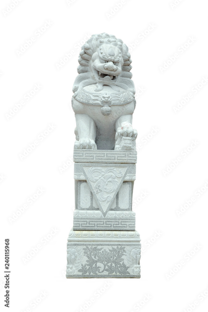 Lion stone in front of the Chinese temple. Lion stone in front of the Chinese temple.
