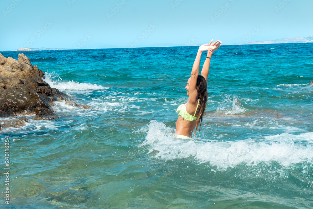 Cutie girl having fun in sea summer time Cutie girl having fun in sea summer time