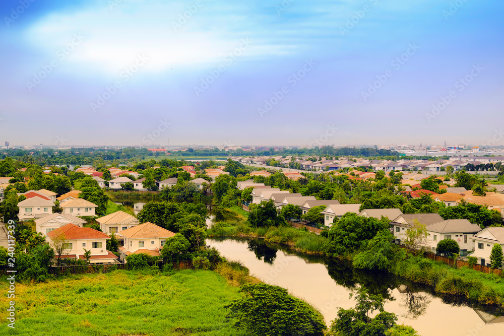 Bangkok suburb village view