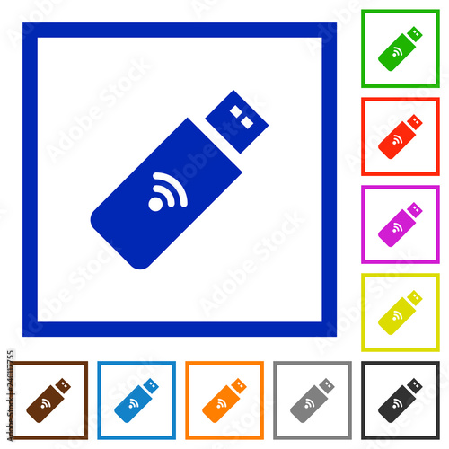 Wireless usb stick flat framed icons photo