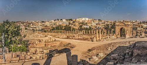 Jerash - September 29, 2018: Ancient Roman ruins of Jerash, Jordan