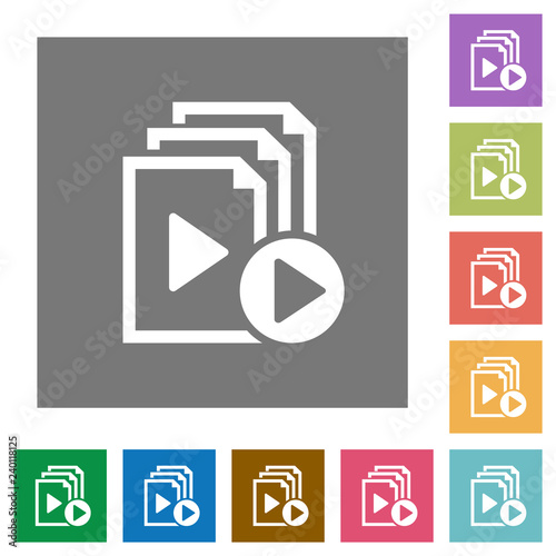 Start playlist square flat icons