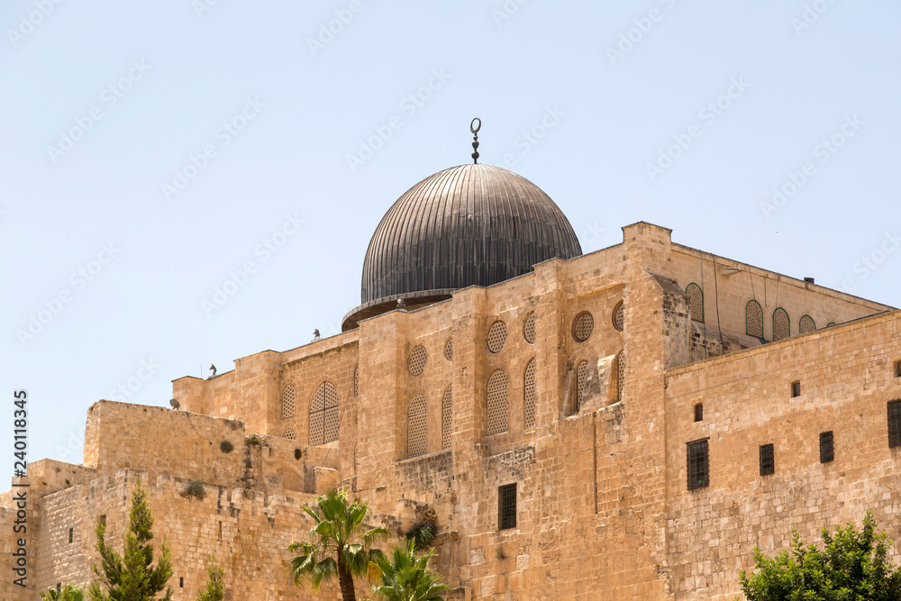 Rear view of the Mosque of Omar on the Temple Mount of Jerusalem, Israel