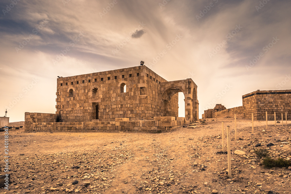 Jordan - September 30, 2018: Ancient castle in the desert of Jordan