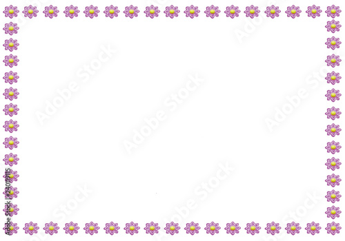 frame of pink flowers with a yellow middle