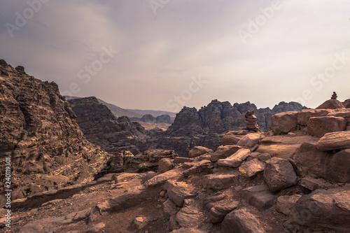 Petra - October 01  2018  Landscape around the monastery of the ancient city of Petra  Wonder of the World  Jordan