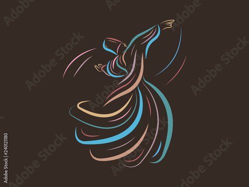 Mevlana Whirling Dervishes Vector Illustration