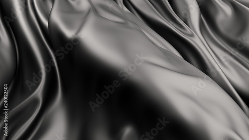 Black silk drapery blowing in the wind.