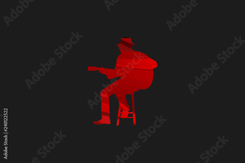 Abstract Black Red Singer Illustration