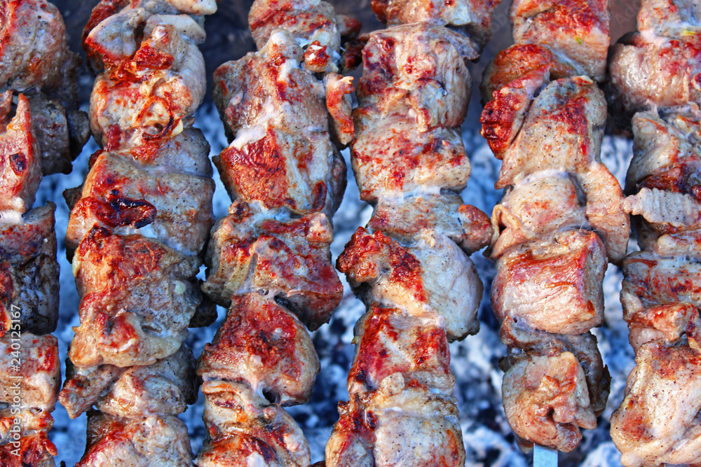 Grilled Barbecue on Fire Grilled Barbecue on Fire