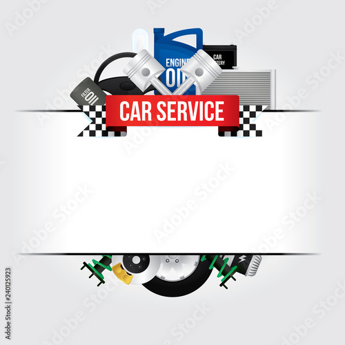 Vector design text box frame for car mechanic service and repair.