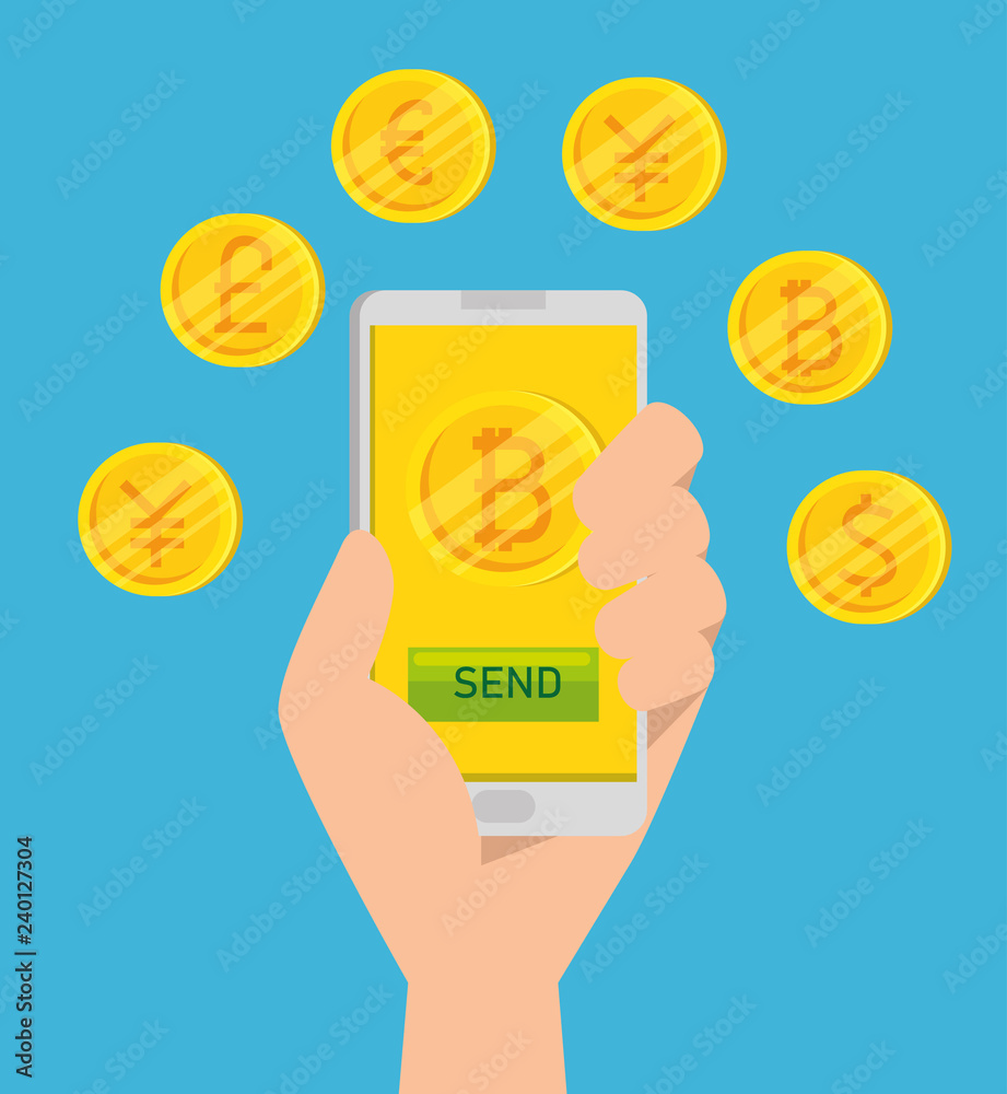 bitcoin currency virtual in the smartphone connection bitcoin currency virtual in the smartphone connection