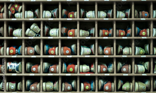 Bowling shoes in cubby holes