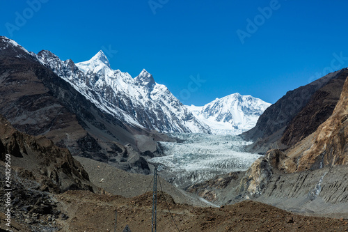 Passu Glacier. Karakorum region. Passu Peak is situated in the back side of the glacier.Northern Pakistan.