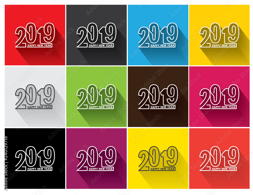 Happy New Year 2019 Text Design Patter