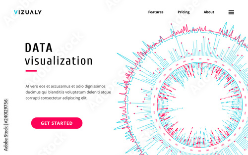 Modern landing page heading template for data visualization website. Vivid colors on white background.