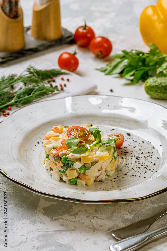salad olivier on plate