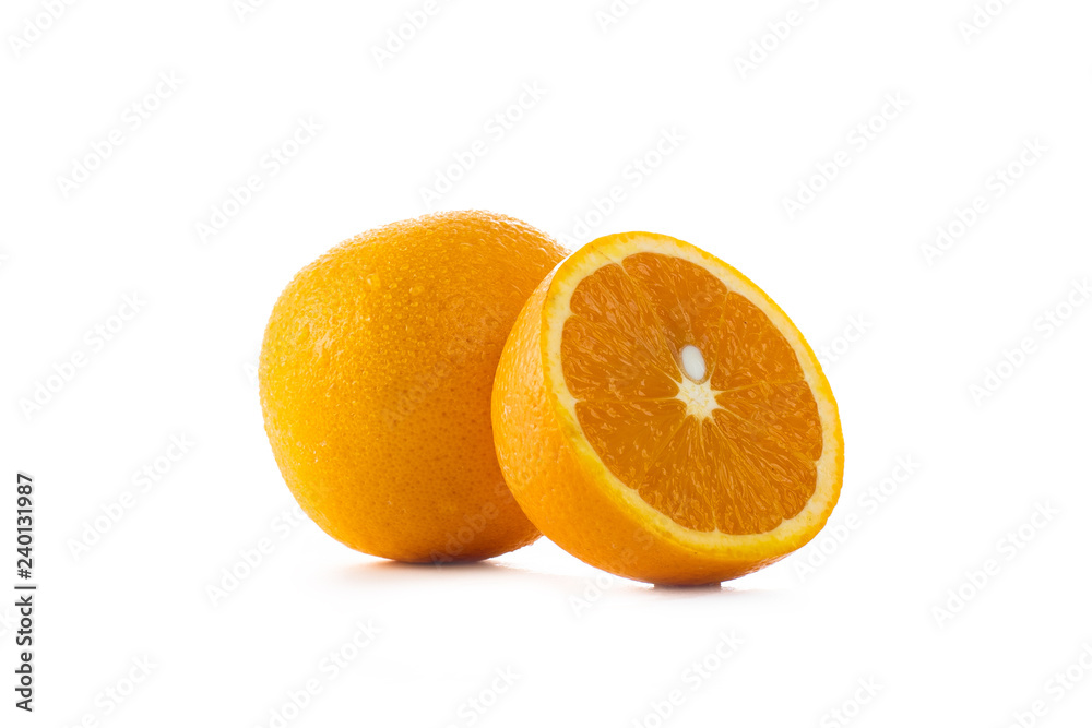 orange cut and jouice isolated in white background