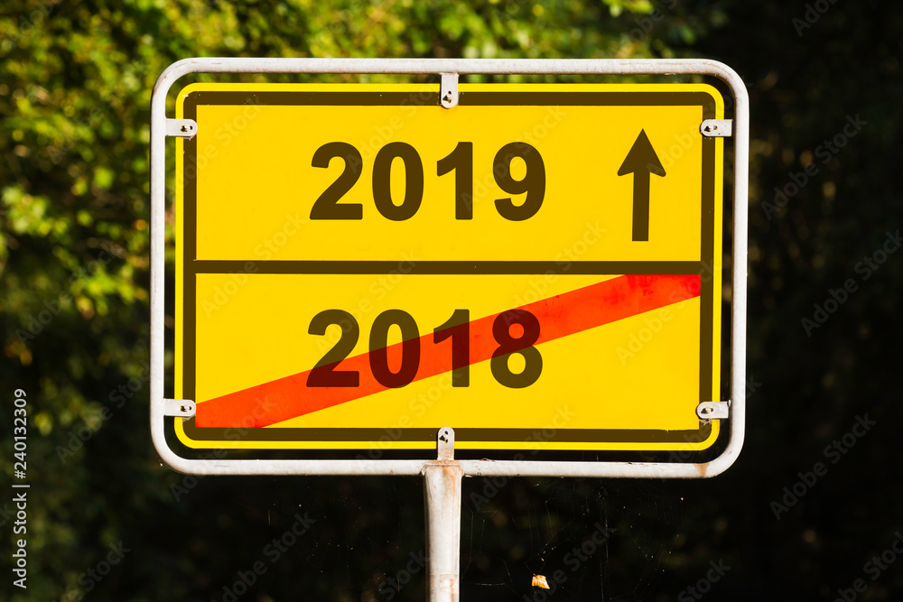 turn of the year 2018, 2019 sign