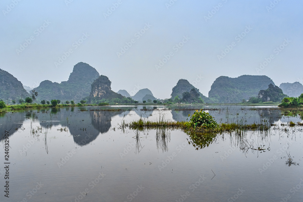 Fototapeta premium Mountains view in Ninh Binh, Vietnam