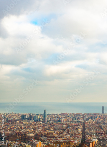 panorama of Barcelona at sunset