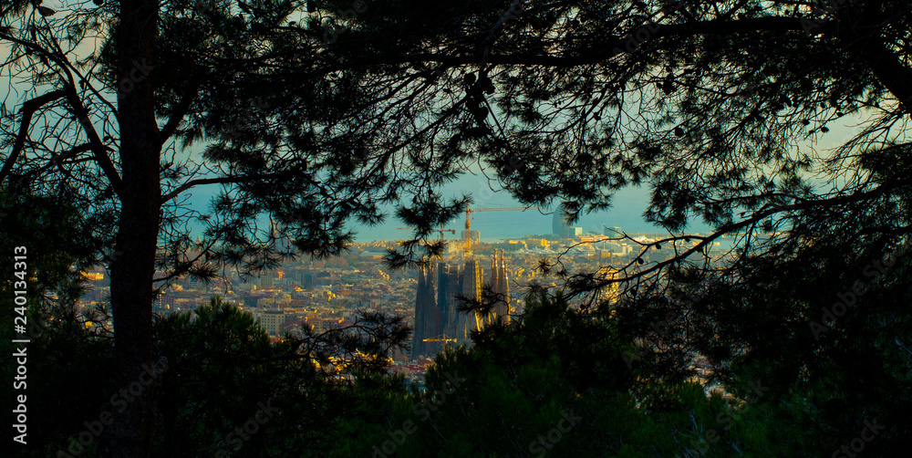 panorama of Barcelona at sunset panorama of Barcelona at sunset