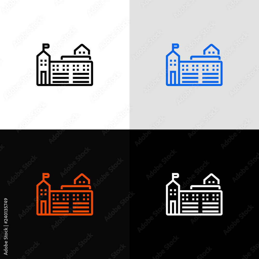 school building outline education icon, vector illustrator